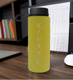 BK Gift Kişiye Özel İsimli Sarı Renkli Cam Matara 500ml, Sevgiliye, Arkadaşa Hediye, İsimli Cam Matara, Ofis Hediyesi