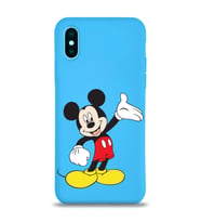 Apple iPhone X Uyumlu Lansman Kılıf Mickey Mouse Tasarımlı Altı Kapalı İçi Kadife Kaplı  Kapak (Şeffaf)