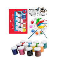 Guaj Boya 12 Renk Faber 15 Ml Şişe 1 Paket 12 Li Guaj Boya Seti ve Yuvarlak Resim Paleti Fırçalı 1 Paket 10 Hazneli Boya Paleti Sanatsal Boyalar İçin Palet Guaj Boya (Karışık)