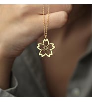 Kişiye Özel 925 Ayar Gümüş Kiraz Çiçeği Kolye (Gold)