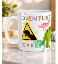 Adventure Roar Dino Yazılı Renkli Dinozor Desenli Çocuklara Hediye Porselen Kupa Bardak