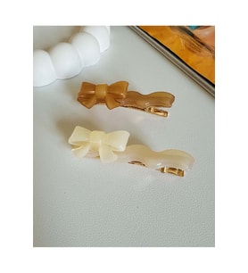 KREM-KAHVE RENK 2'Lİ FİYONK KLİPS TOKA ACR9085 (Kahverengi Açık)