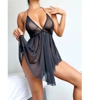 Amora Secret Siyah Şık Mini Fantezi Tül Gecelik