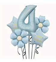 Mavi Happy Birthday 4 Yaş Folyo Balon Set