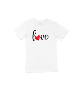 Love Aşk Kalpli Beyaz Tişört