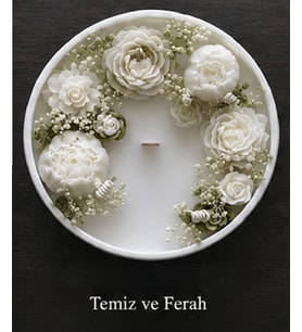 Dekoratif Özel Tasarım Tepsi içinde Kokulu Doğal Soya Mum