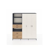 Hyperion Dolap 12 Raflı 4 Çekmeceli Tek Askılı 220x44x243 Antrasit-Aytaşı/Çam