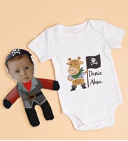 BK Kids Kişiye Özel Fotoğraflı Bebek Yastık ve Bebek Body Zıbın Hediye Seti - Model 33
