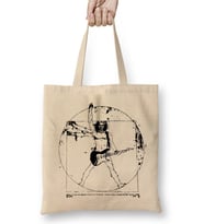 Vitruvian Man Guitar Player Black Lines Bez Çanta Uzun Saplı