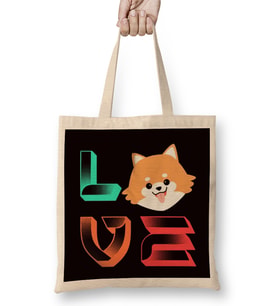 Love Pomeranian Pommy Pom German Spitz Poland Toy Dog Puppy Bez Çanta Uzun Saplı