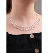 Telkari Kişniş Akıtma Gümüş Kolye 6598 (Beyaz)