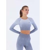 Maraton SlimFit Kadın Bisiklet Yaka  Açık Lacivert- Crop Top