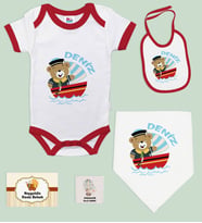 BK Kids Kişiye Özel İsimli 5 Parça Kırmızı Bebek Body Zıbın ve Battaniye Hediye Seti, Yeni Doğan Bebek Giyim Hediyesi-1