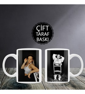 Kişiye Özel Beyaz Seramik Kupa 2 Fotolu
