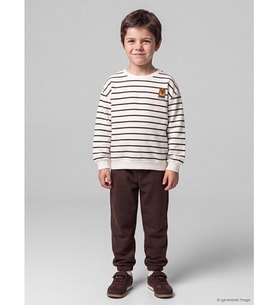 LCW Kids Ekru Çizgili Erkek Çocuk Takım