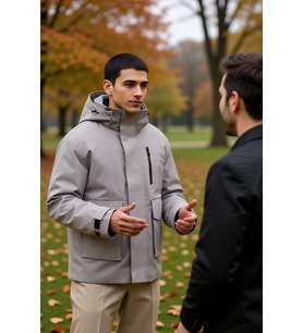 Erkek Kapüşonlu Standart Kol Fitted Kumaş Parka Fonksiyonel Dayanıklı Kaliteli Konforlu Şık