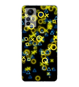 PrintiFy Xiaomi Redmi Note 12S Uyumlu Kamera Korumalı Semboller Tasarımlı Şeffaf Kılıf