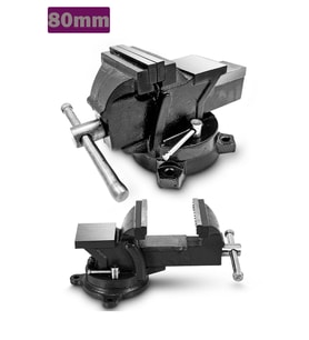 Moonshop Alman Modeli Pro 80 mm 4" 360" Dönerli Taban Dövme Çelik Sabit Tezgah Masa Mengenesi...