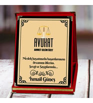 Avukat Baskılı Plaket (1. Tasarım)  Kişiye Özel (Kırmızı)
