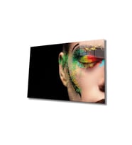 Miyrem Glasses Collection -A1^#  Kadın Yüzü Fütüristik İllüstrasyon Cam Tablo, 4mm Dayanıklı Cam (Çok Renkli)