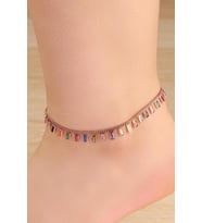 GÜMÜŞ ROSE RENKLİ DİKDÖRTGEN ZİRKON TAŞLI HALHAL