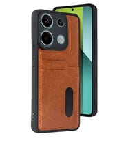 Redmi 15C 4G Sara Kartvizitli Deri Kılıf - Taba