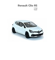 Beyaz 1:34 Ölçek Die Cast Kapıları Açılır Lisanslı Renault Clio RS Oyuncak Metal Model Araba