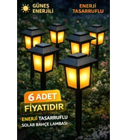 Solar Alev Efektli Bahçe Aydınlatması Güneş Enerjili Dekoratif Lamba Enerji Tasarruflu 6 ADET
