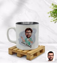 BK Gift Kişiye Özel Erkek Cerrah Karikatürlü İçi Siyah Renkli Kupa Bardak Model 1