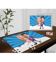 BK Gift Kişiye Özel Sevgililer Karikatürlü 1000 Parça Profesyonel Puzzle-3