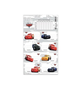 Keskin Color Okul Etiketi Ders Programlı Cars 3 Yaprak Arabalar Okul Etiketi