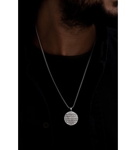 Nazar Dualı Ve Ayetel Kürsi Unisex Gümüş Kolye Zincir