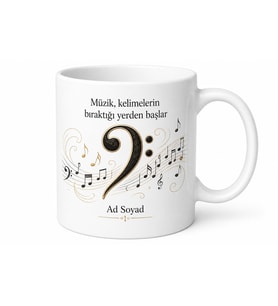 Fa Anahtarı Temalı Baskılı Kupa Bardak Müzik Hediye Porselen Mug
