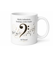 Fa Anahtarı Temalı Baskılı Kupa Bardak Müzik Hediye Porselen Mug
