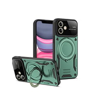 Newface Apple iPhone 11 Kılıf Joy Lens Standlı Kapak - Koyu Yeşil
