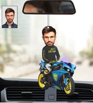 Kişiye Özel Fotoğraflı Motorcu Tasarımlı Karikatür Araba Dikiz Ayna Süsü