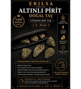 Sertifikalı Altınlı Pirit Taşı Kütle - Cüzdan Boy 15-20 mm Doğal Taş Kütle Şans Bereket