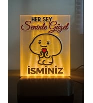 Kişiye Özel İsimli Hediyelik Kablolu Led Lamba - M16 - Her şey seninle güzel (Amber)