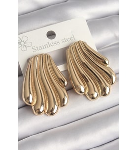 Pirinç Gold Renk İşlemeli İstirdye Model Kadın Küpe 5886
