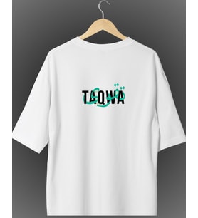 TAQWA Baskılı Oversize Bisiklet Yaka Unisex Tişört