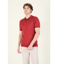 Giyim Dünyası Erkek Çıtçıtlı Yaka Biyeli Merserize T-Shirt Bordo