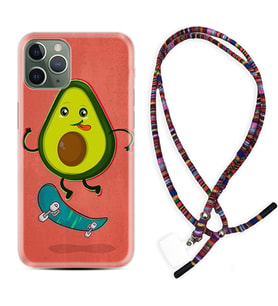 Apple iPhone 11 12 13 14 Pro Max Kılıf Boyun Asklı Rasta Silikon Avokado Skate 1741
