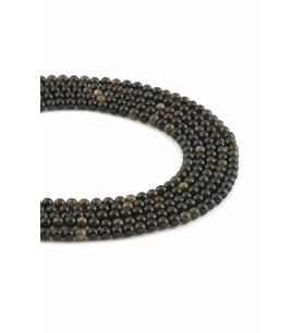 Gold Obsidyen Doğal Taş Parlak Gold Küre Kesim 4mm Dizi [AA]