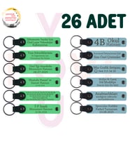 F Yeşili & Gök Mavi, Doğa Turu Ekibine Anlamlı Hediye, 26’lı Set, İsim Yazılabilen Deri Anahtarlık