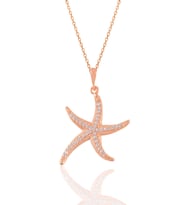 Söğütlü Silver Gümüş rose zirkon taşlı deniz yıldızı kolye