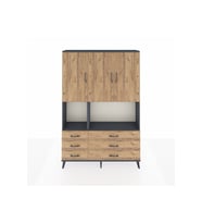 Arges Gardrop 6 Raflı 6 Çekmeceli 3 Kapaklı 132x30x195 Antrasit-Çam