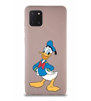 Samsung Galaxy A81 Soft Premier Kapak Donald Duck-C Tasarımlı Silikon Kılıf - Pudra (Şeffaf)
