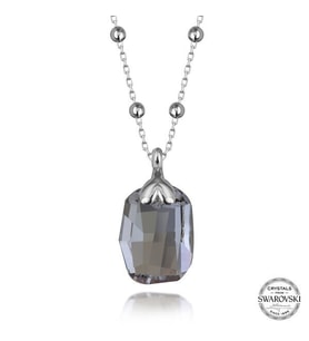 Crystal Taşlı Baget  Top  Zincir 925 Ayar Gümüş Kolye