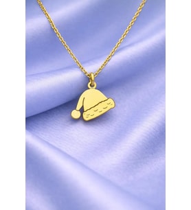 Kişiye Özel 925 Ayar Gümüş Yılbaşı Şapkası Kolye (Gold)