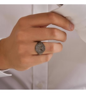925 Ayar Gümüş Çarpı Kılıç Motifli Erkek Yüzüğü